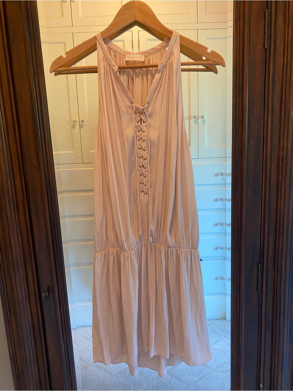 Ramy Brook Blush Pink Sleeveless Lace-Up Mini Dress, Size XS